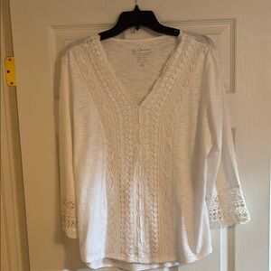 Chico's White Lace Trim Top